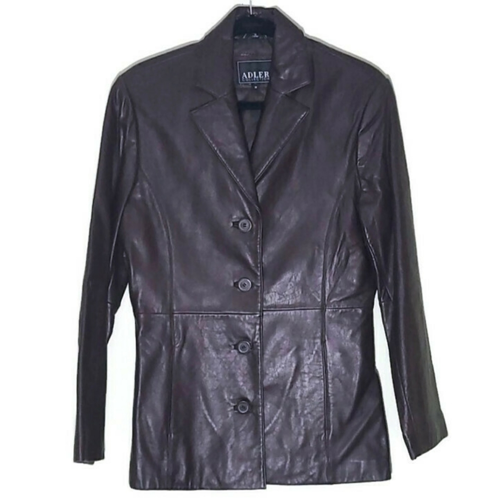Brown Adler Lambskin Leather Jacket Size Medium